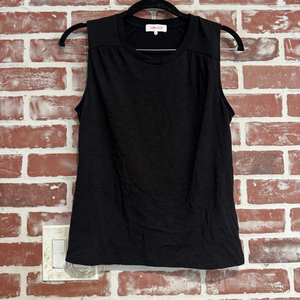 Goldie Lewinter Black 100% Pima Cotton Sleeveless Top Size Small EUC